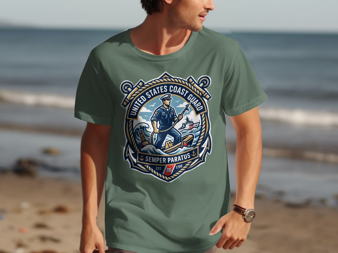 United States Coast Guard T-Shirt, Semper Paratus Shirt, USCG Emblem Tee, Patriotic Military Veteran Gift, Nautical Navy Style Graphic