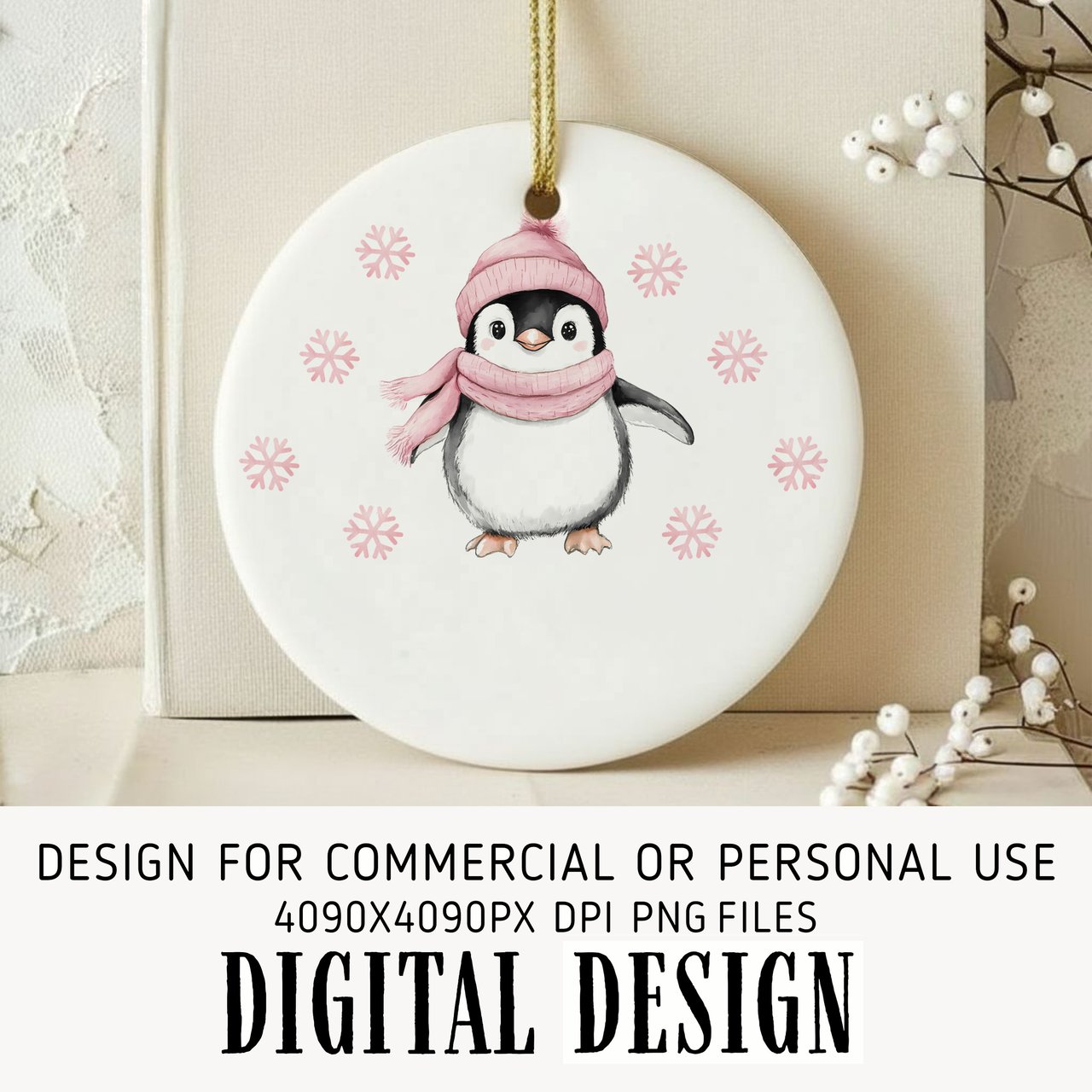 Pink Penguin First Christmas Digital