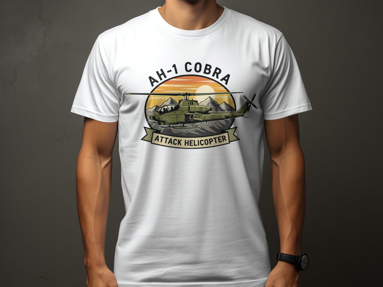 AH-1 Cobra Attack Helicopter T-Shirt, Retro Military Aviation Graphic Tee, Vintage Pilot Shirt, Gunship Aircraft Gift for Veteran Dad
