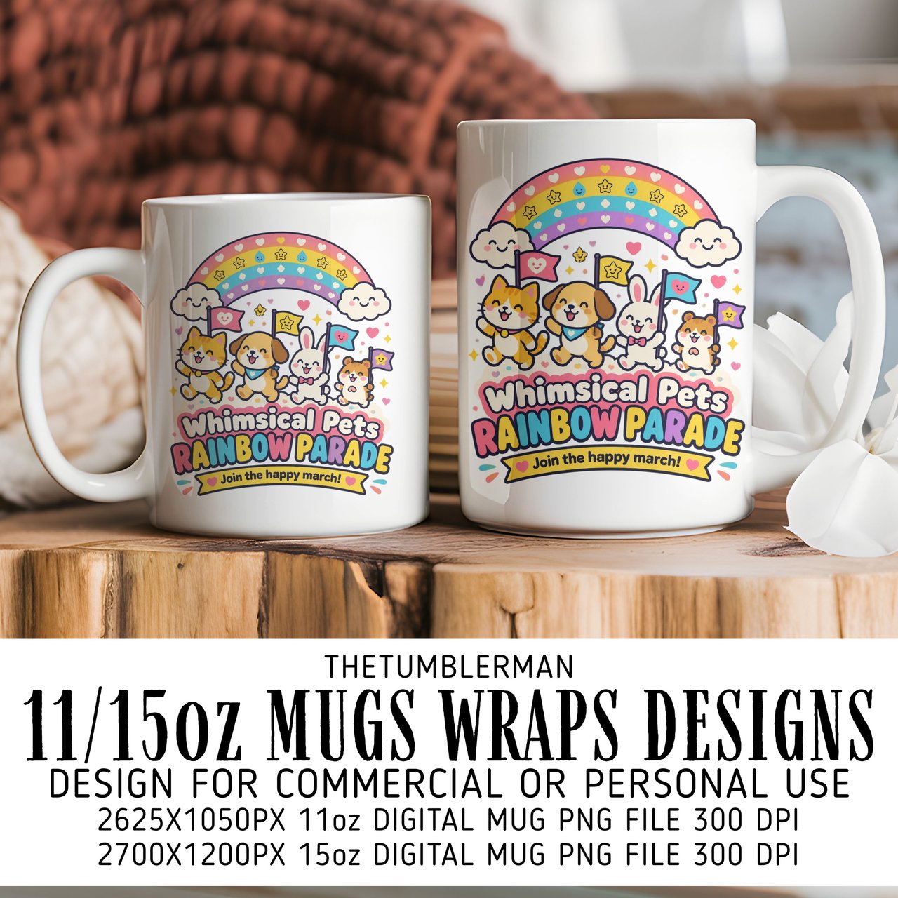 Whimsical Pets Rainbow Parade Digital