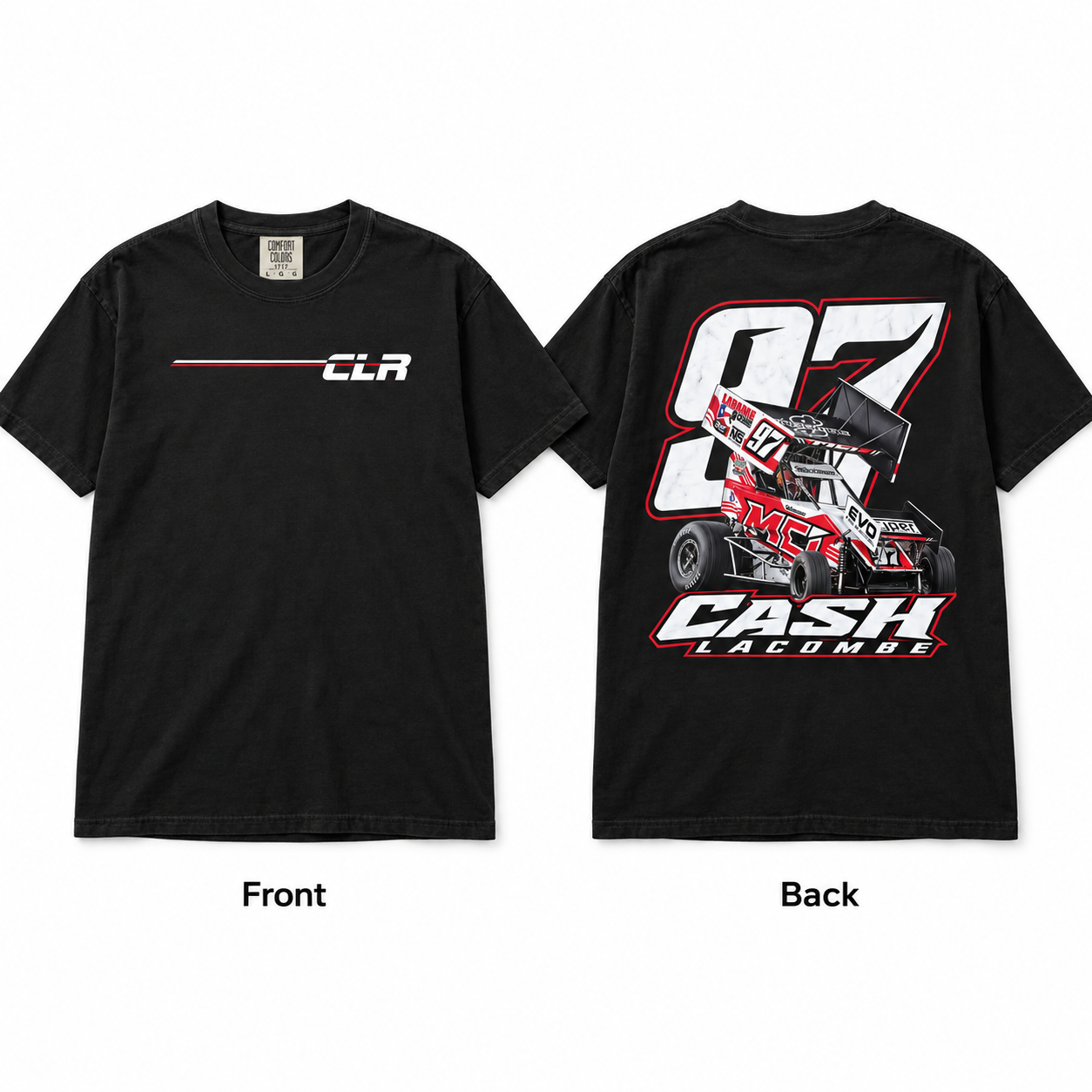 Sprint Car Racing T-Shirt | Cash Lacombe #97 Motorsports Fan Tee | Dirt Track Race Car Driver Gift | Bold Automotive Graphic Apparel