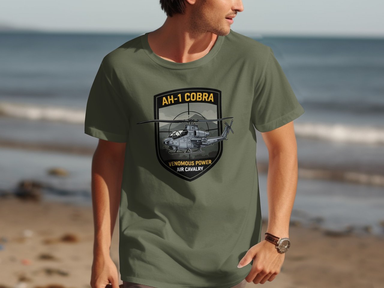 AH-1 Cobra Helicopter T-Shirt, Air Cavalry Military Graphic Tee, Tactical Attack Gunship Veteran Shirt, Aviation Gift for Pilot or Dad