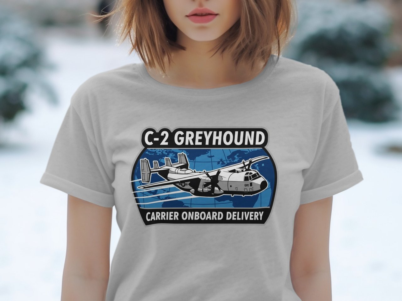 C-2 Greyhound Shirt Military Aviation Tee Carrier Onboard Delivery Pilot T-Shirt Navy Veteran Gift Airplane Enthusiast Flight Graphic Top