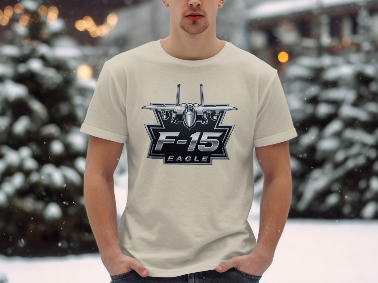 F-15 Fighter Jet Shirt, Aviation T-Shirt, Military Jet Graphic Tee, Pilot Air Force Gift, Faux Chrome Eagle Jet Aircraft Top for Him