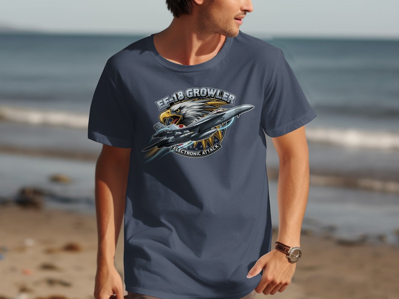 EF-18 Growler Shirt Fighter Jet T-Shirt Military Aviation Graphic Tee Navy Pilot Gift Electronic Attack Eagle Aircraft Apparel Men