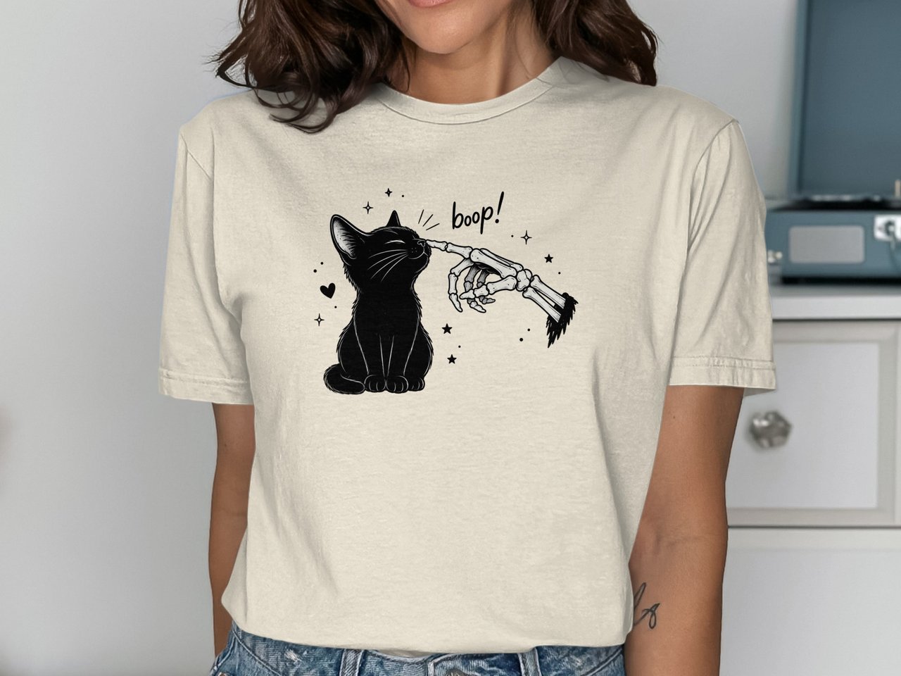 Skeleton Boop Cat Tee