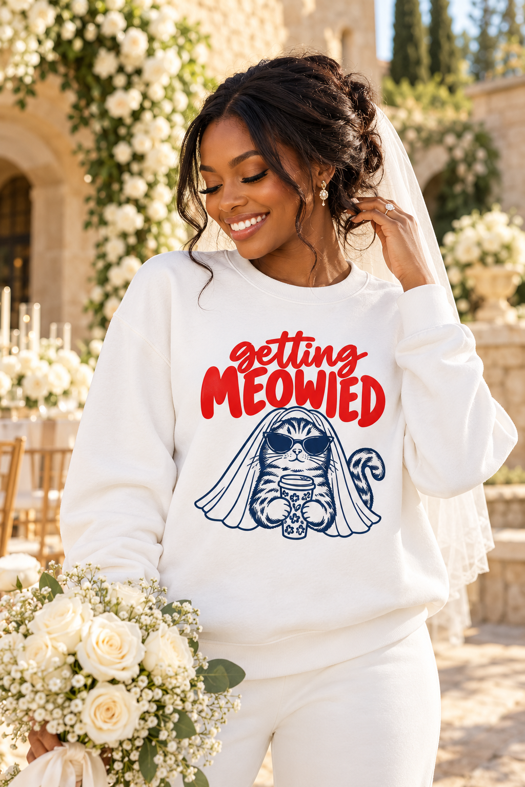 Getting Meowied Cat Bride Sweatshirt