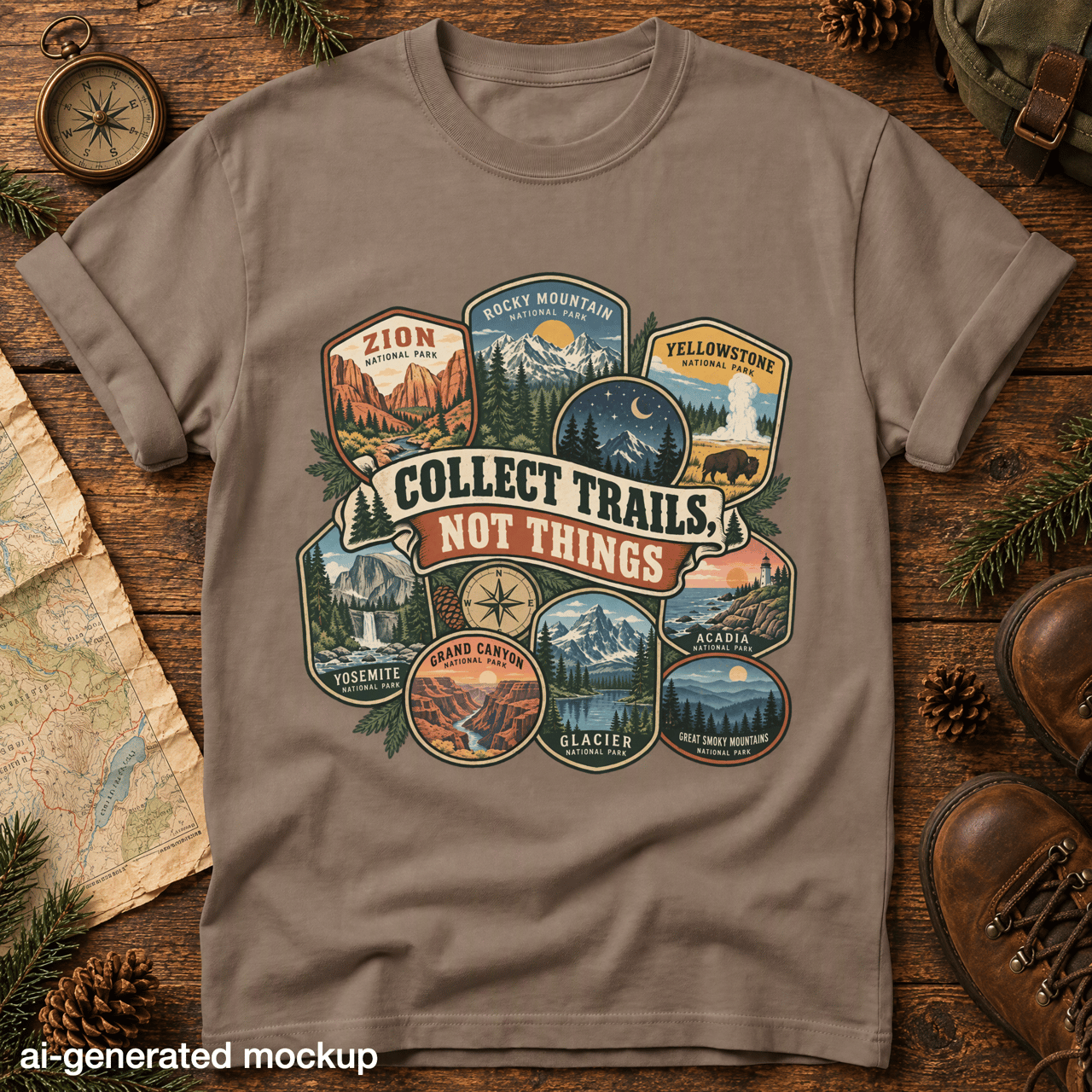 Collect Trails Not Things Tee
