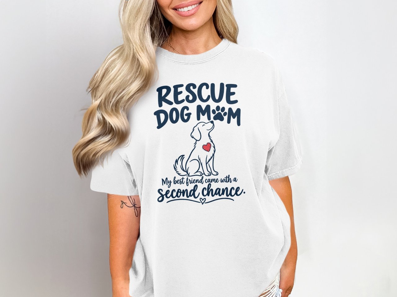 Rescue Dog Mom Best Friend Second Chance Pet Adoption Graphic Standard T Shirts