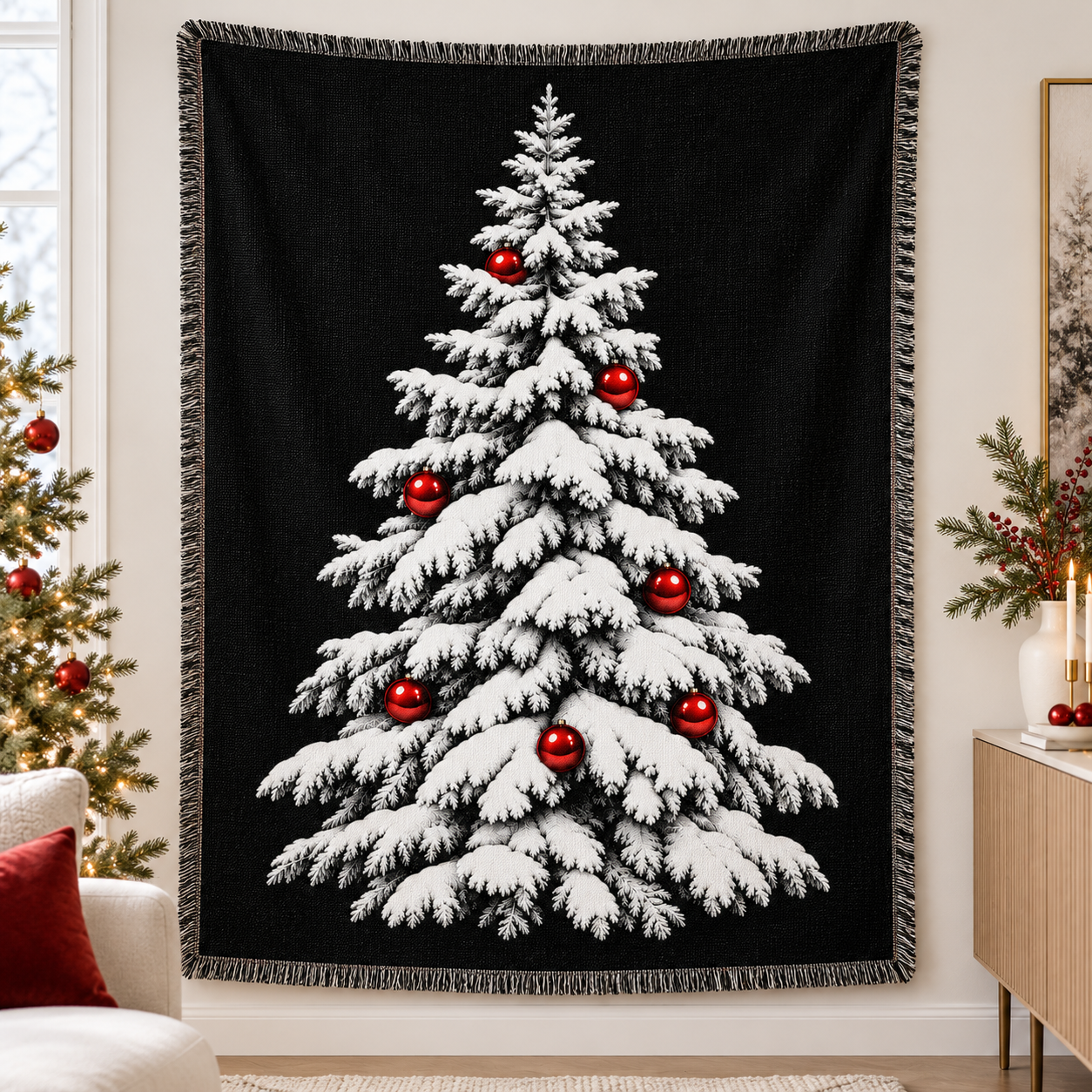 Snowy Christmas Tree Blanket