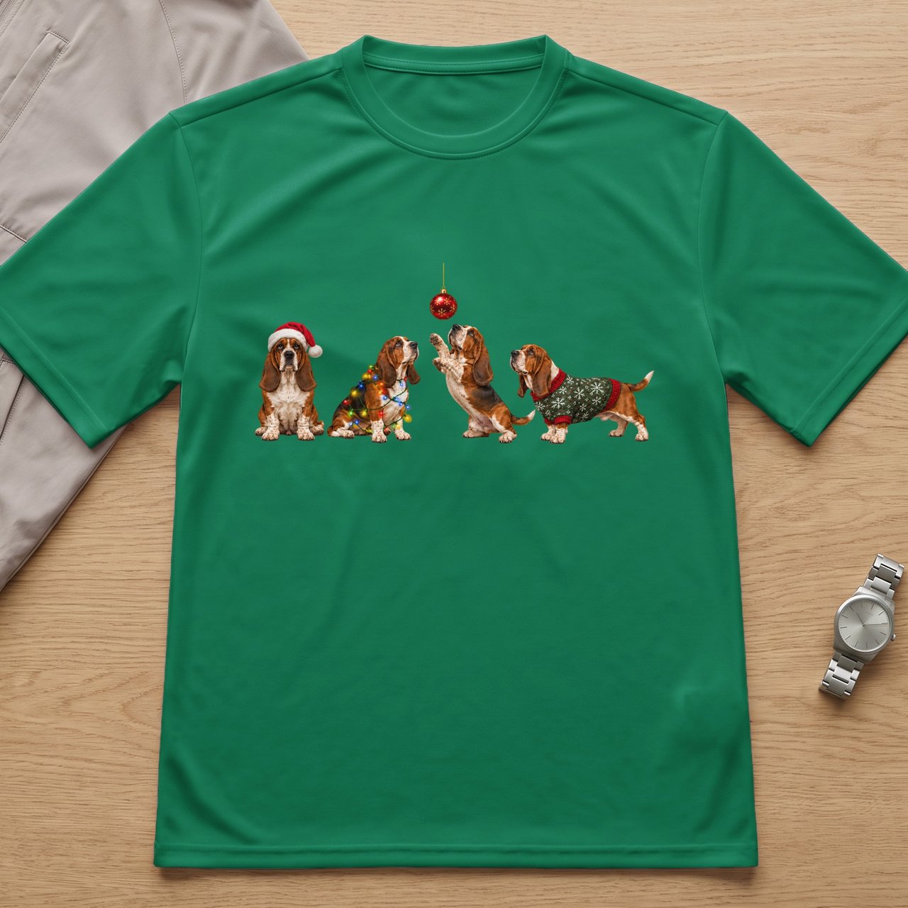 Christmas Basset Hounds Tee