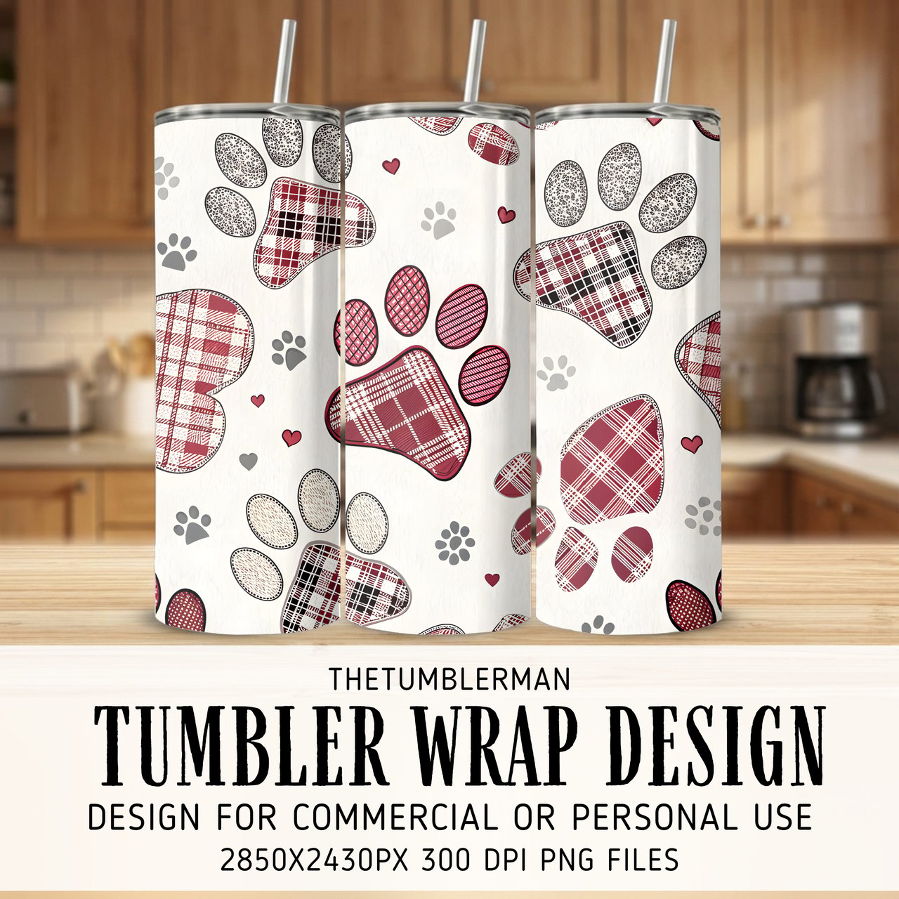 Digital Pattern, Digital Bundle, Dog Paw Print, Plaid, Heart, Seamless Pattern, Dog Lover, Fabric Design, Digital Download, Commercial Use