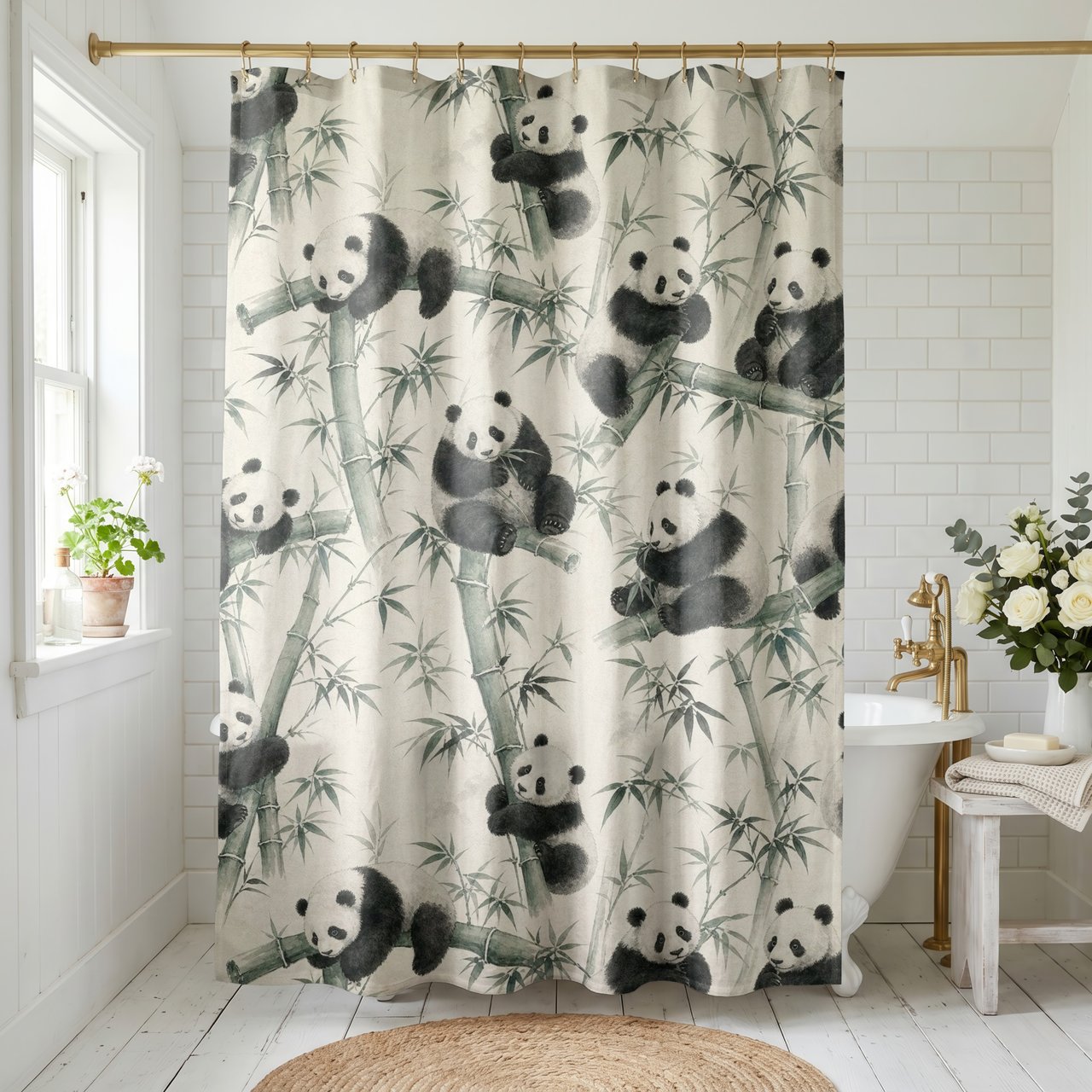 Whimsical Panda Grove Shower Curtain