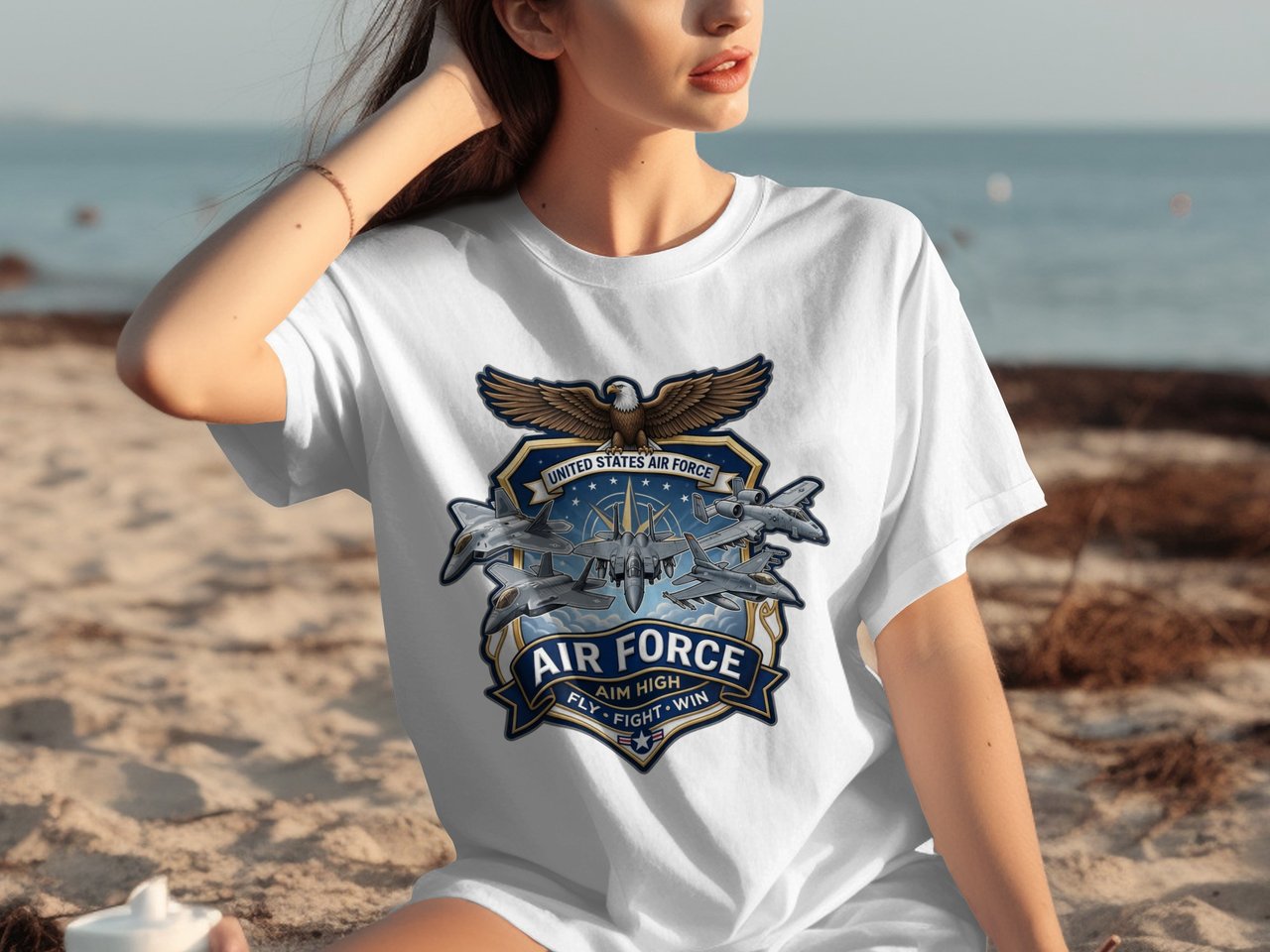 United States Air Force Shirt, Fighter Jet Emblem USAF Tee, Military Veteran Gift, Patriotic Aviation Enthusiast T-Shirt for Him Her
