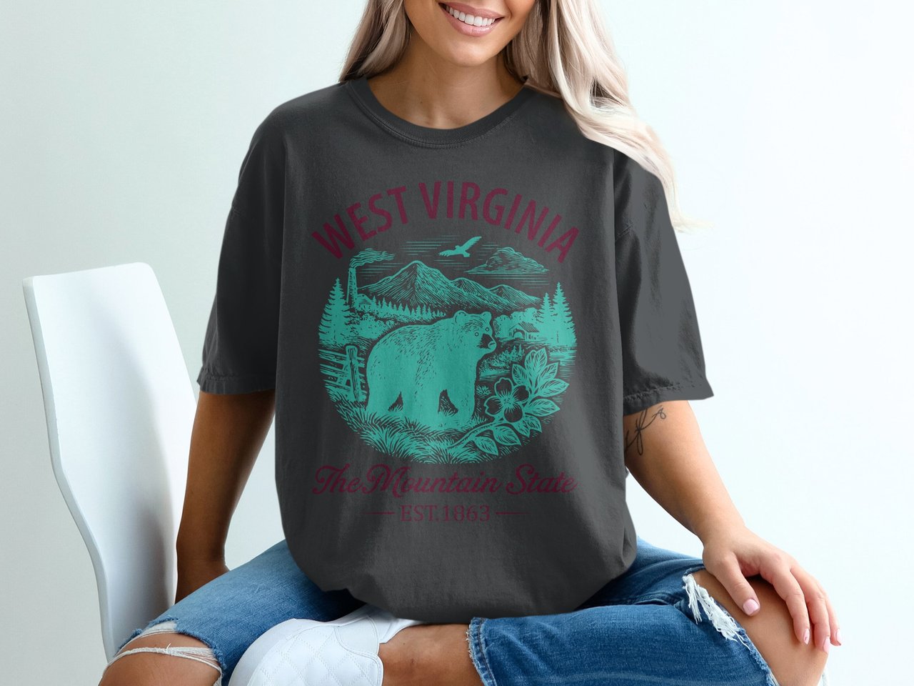 West Virginia Mountain State Bear T-Shirt