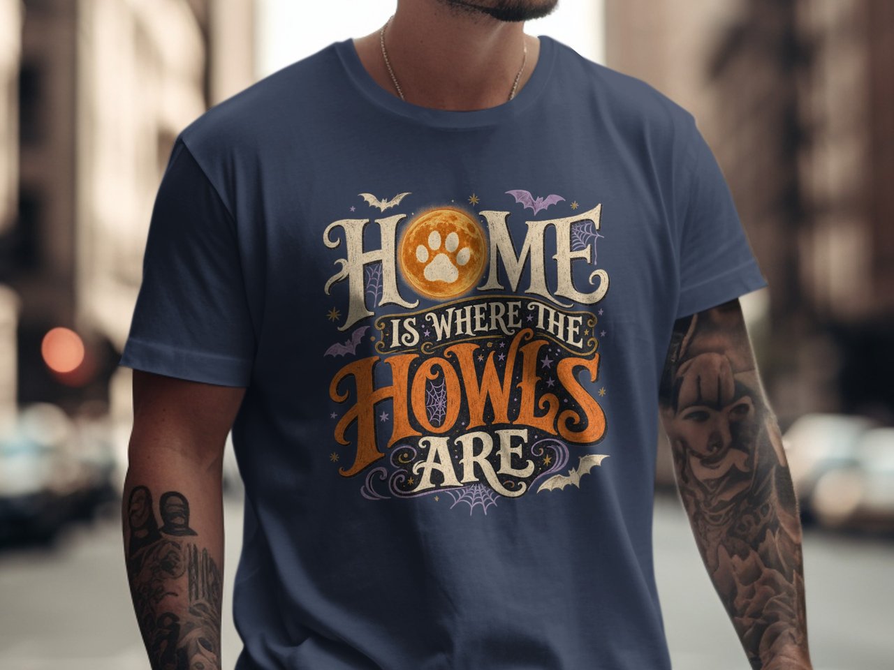 Home Is Where The Howls Are Halloween Dog T-Shirt, Spooky Pet Lover Vintage Tee, Autumn Dog Mom Gift