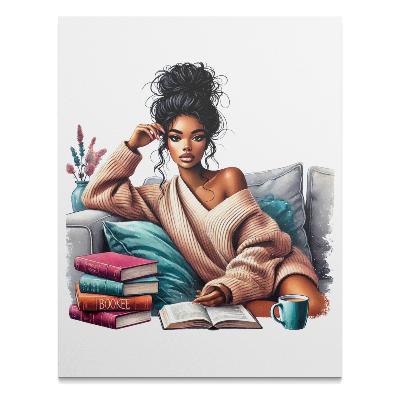 Book Lover Poster, African American Woman Art, Reading Poster, Cozy Home Decor, Stylish Wall Art, Black Girl Magic Poster, Literary Gift