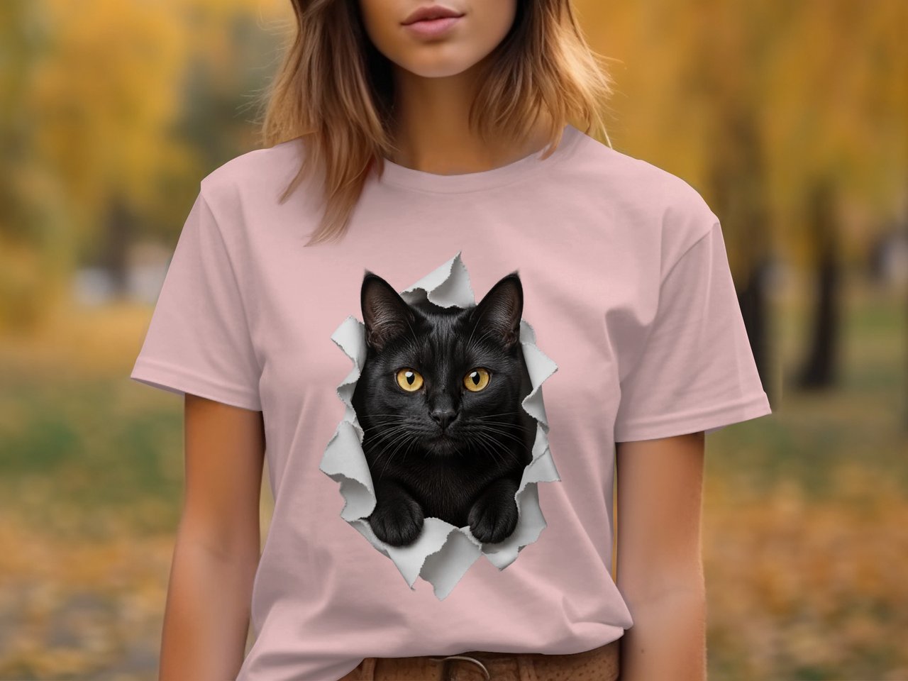 Black Cat Peeking T-Shirt