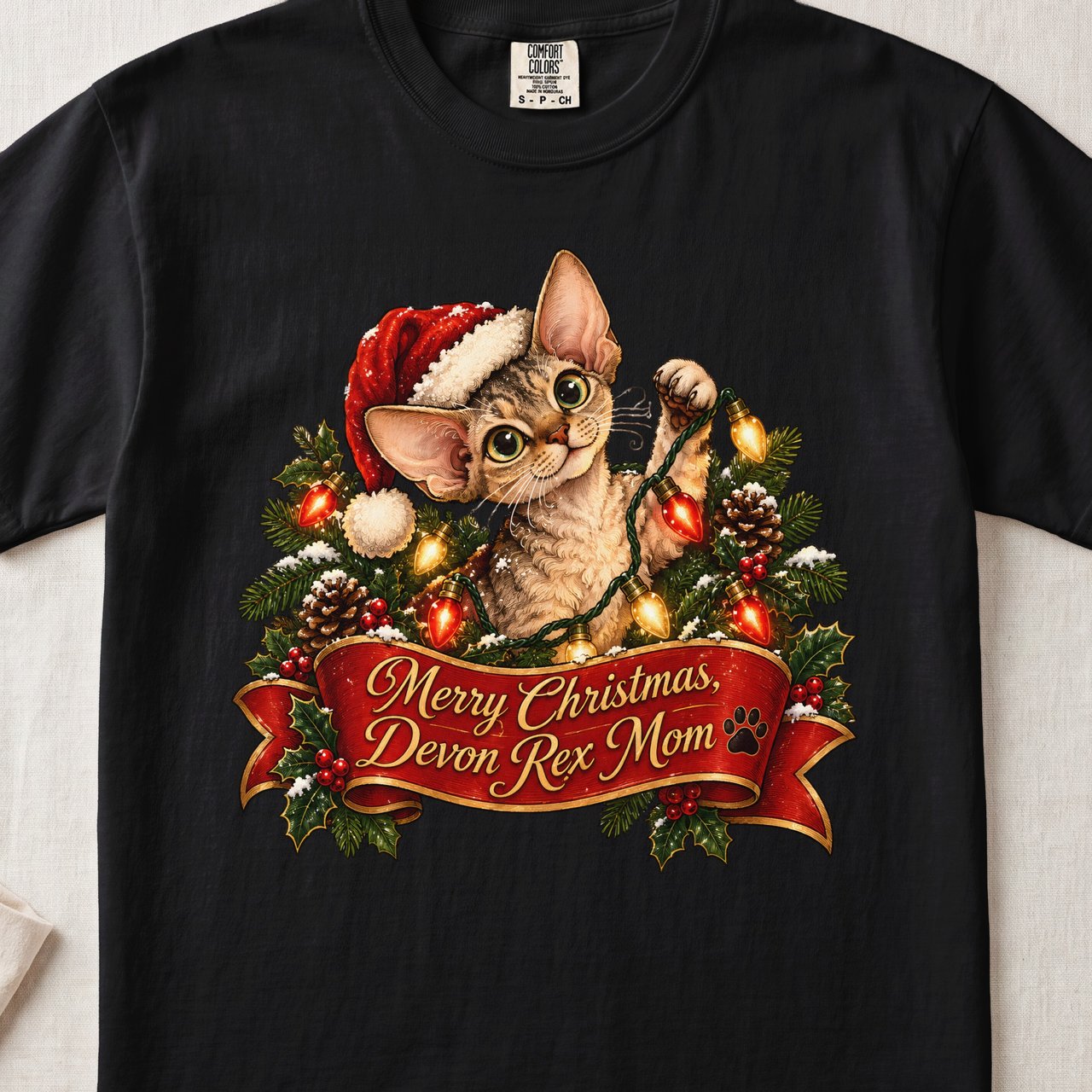 Merry Christmas Devon Rex Mom Shirt – Holiday Cat Tee