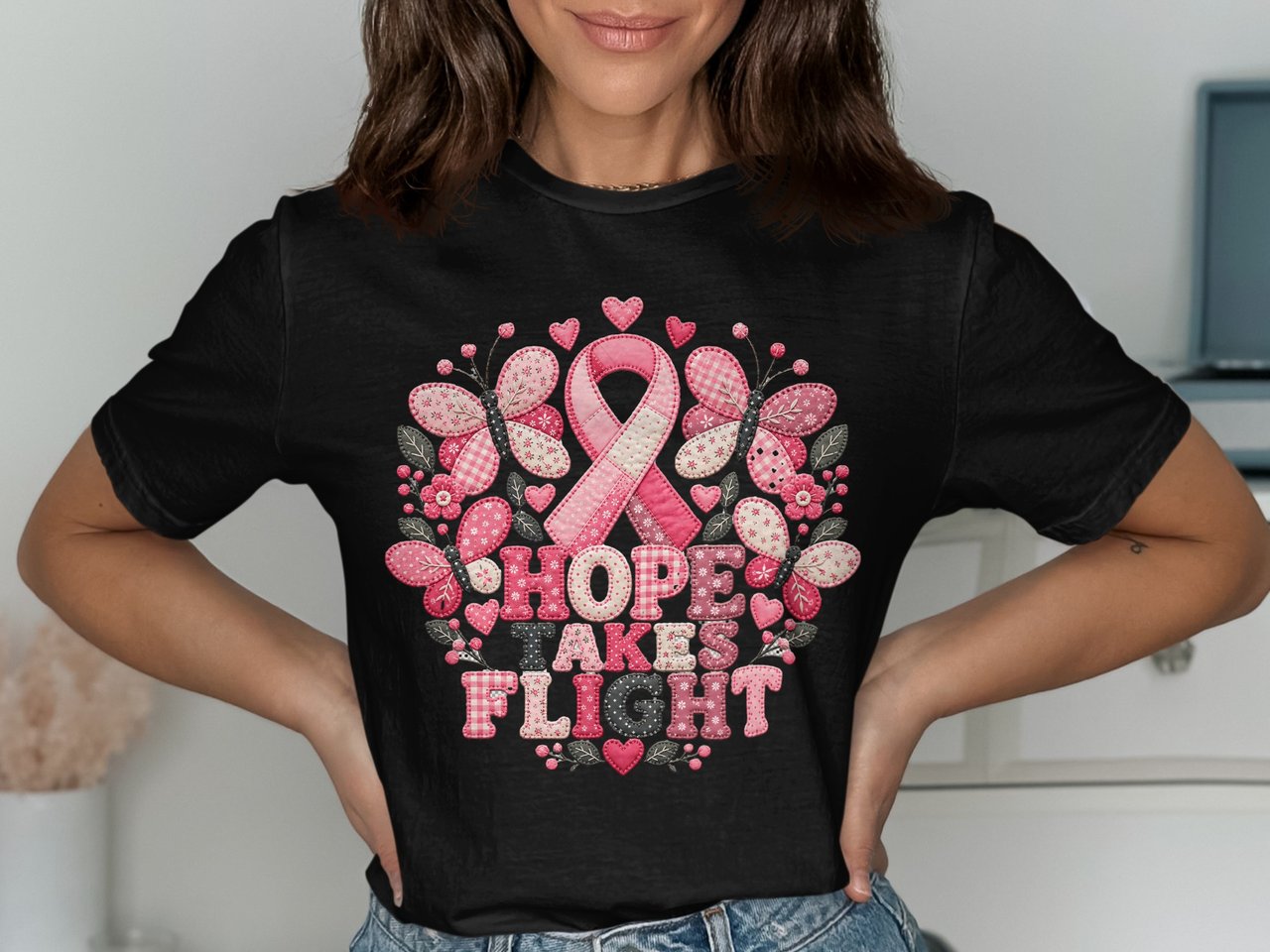 Hope Takes Flight Faux Patchwork Tee
