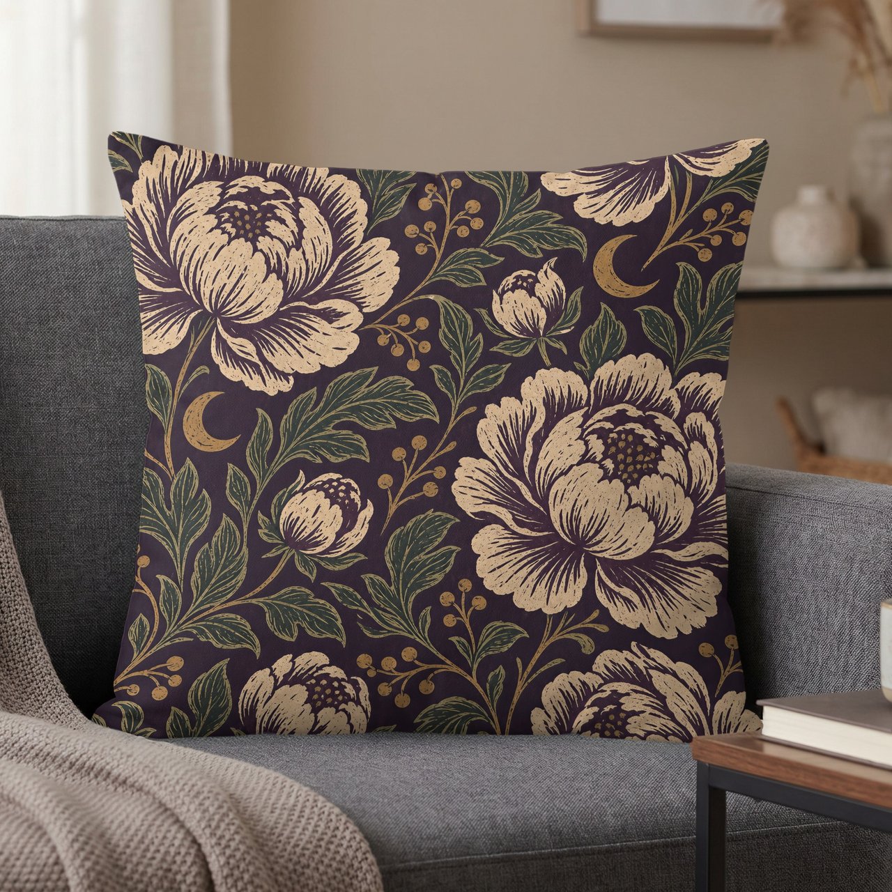Mystic Bloom & Moon Peony Pillow Case