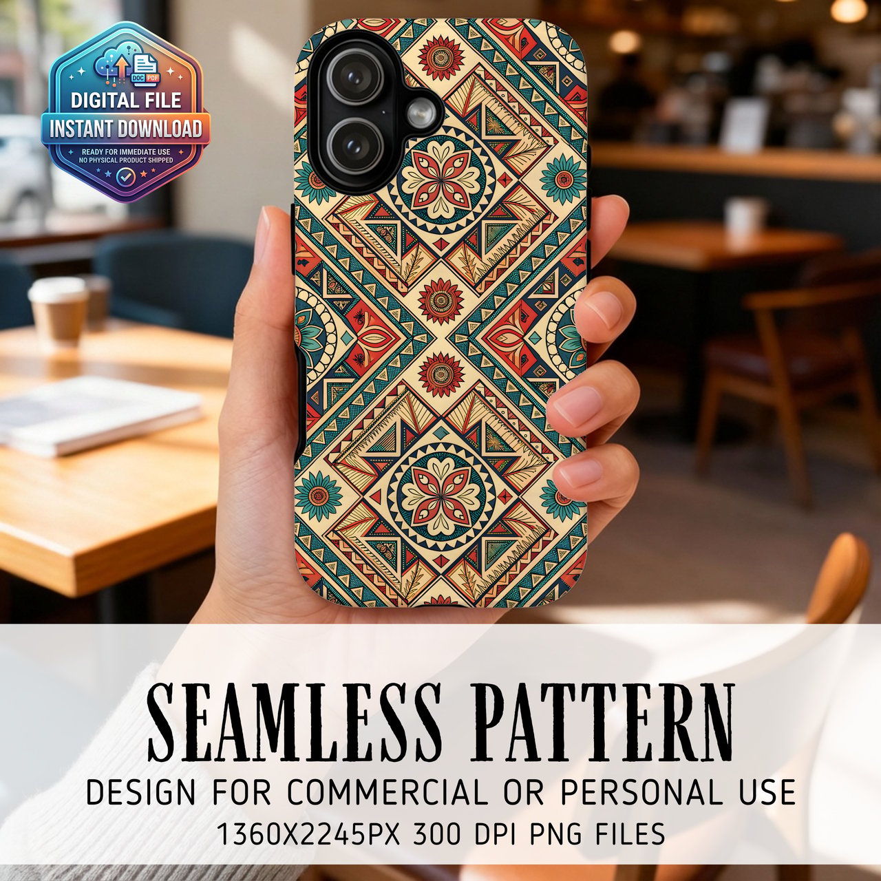Boho Folk Geometric Digital Art