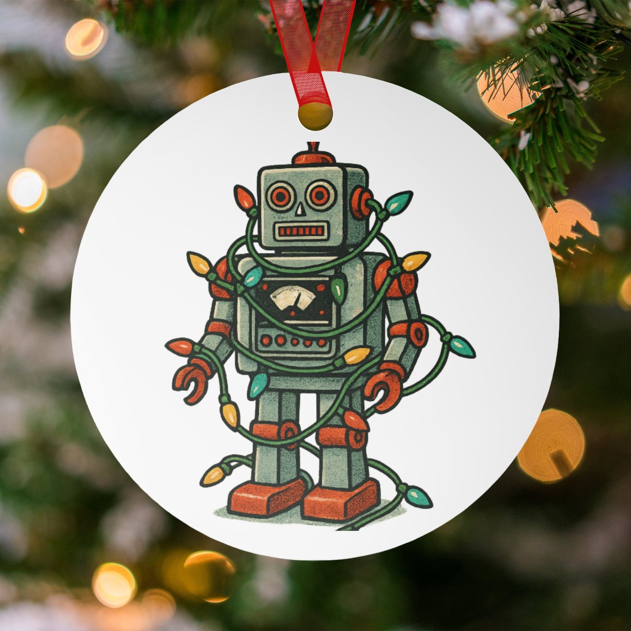 Retro Christmas Robot Ornament