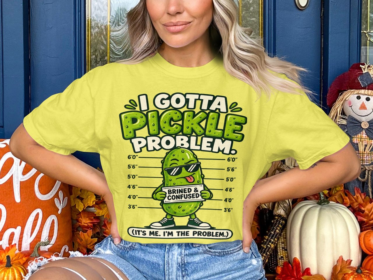 Funny Pickle Problem T-Shirt, Sarcastic Brined and Confused Tee, Vintage Meme Graphic Shirt, Humorous Food Pun Gift for Pickle Lovers