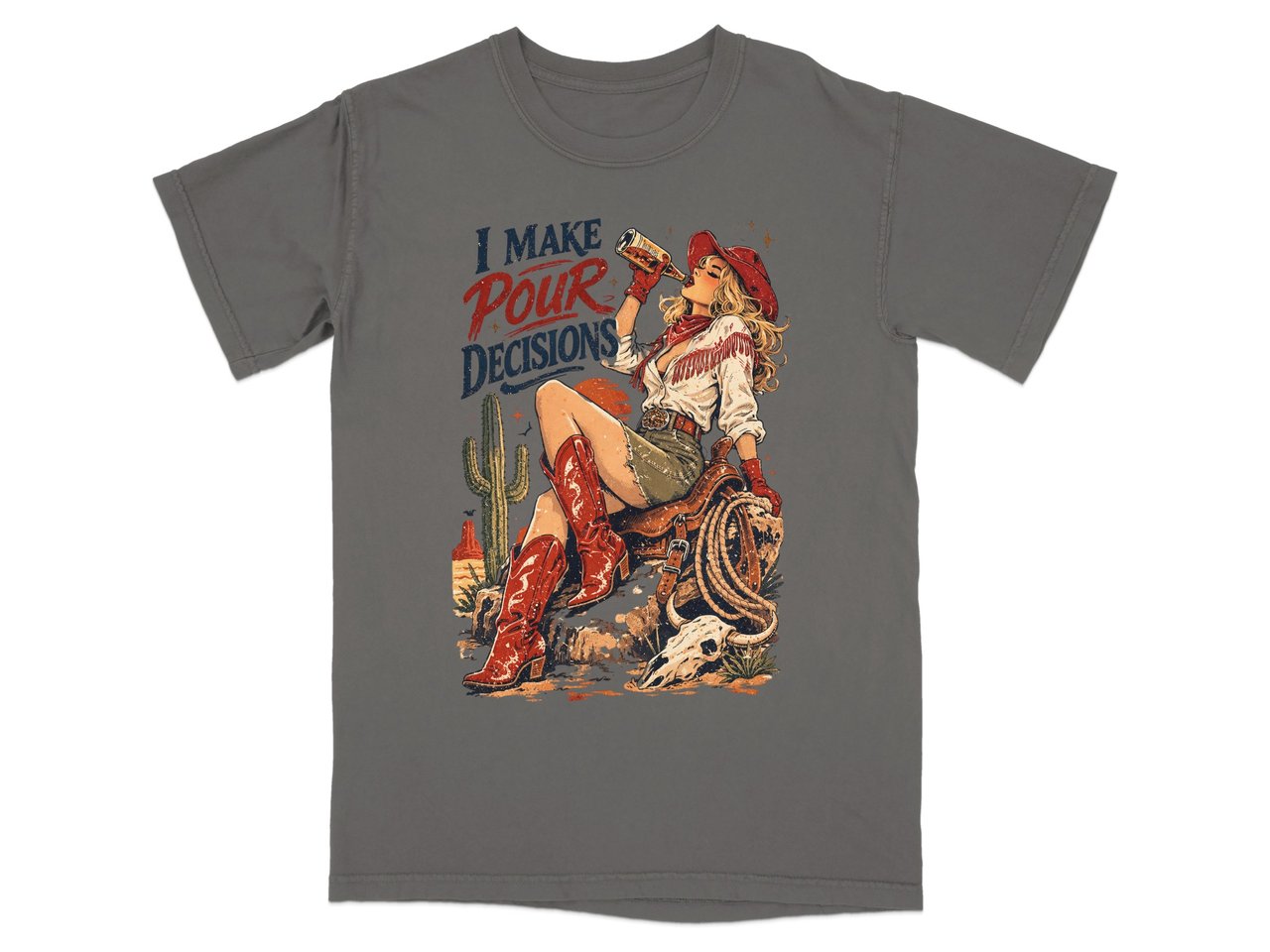 "Pour Decisions" Retro Cowgirl T-Shirt