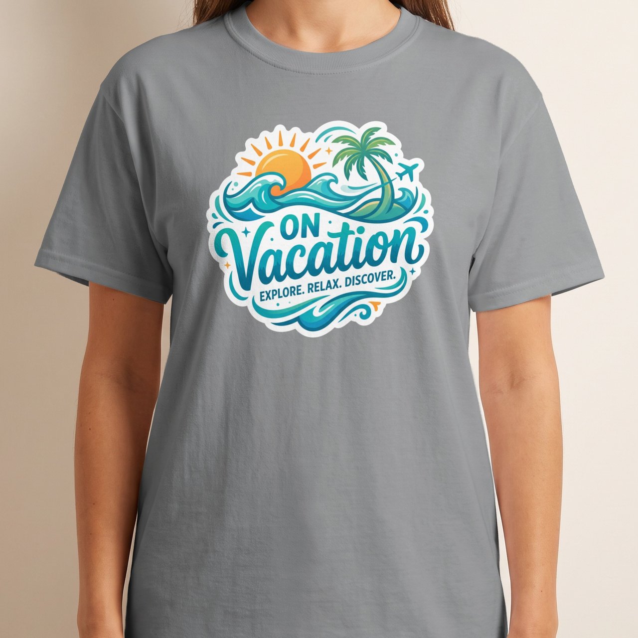 On Vacation Explore Relax Discover T-Shirt | Tropical Beach Summer Travel Tee | Wanderlust Holiday Outfit | Vacation Mode Gift