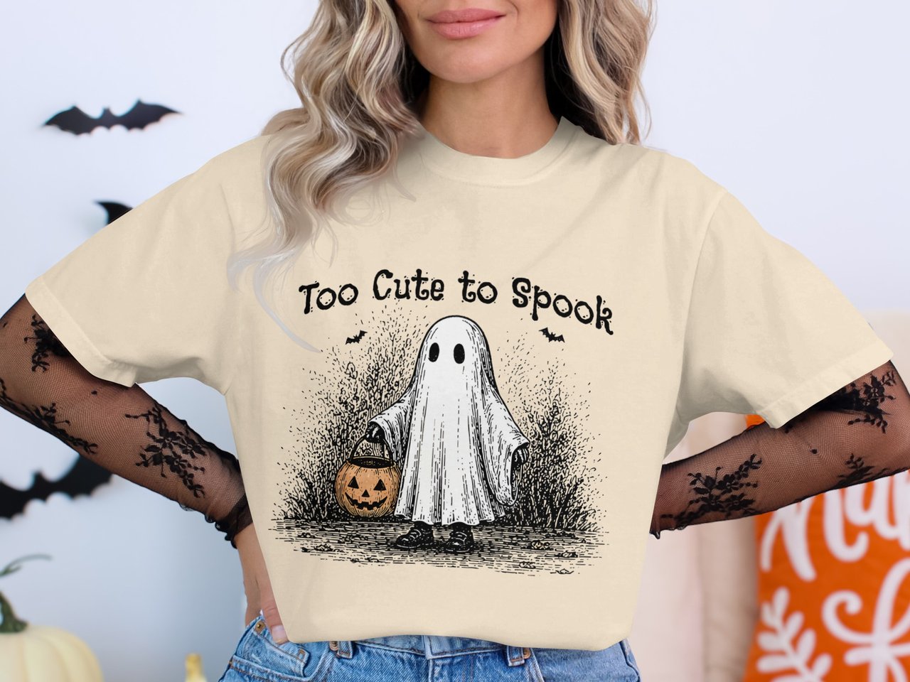 "Too Cute to Spook" Whimsical Ghost T-Shirt
