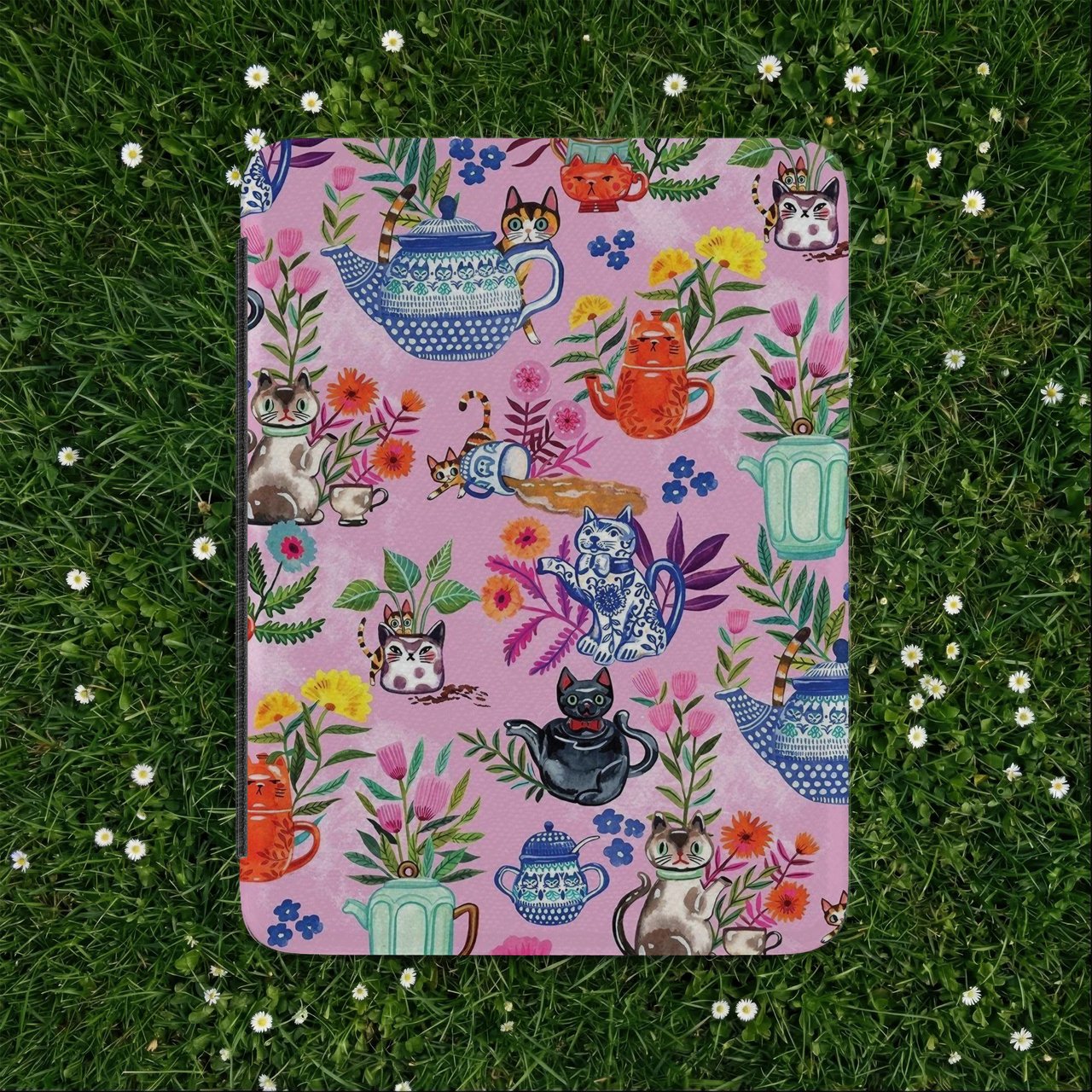 Cat Teapot Floral Kindle Case