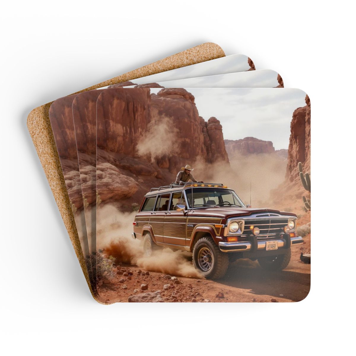 Grand Wagoneer Corkwood Coaster Set, The Waggy Car Coasters, Retro Car Art, Car Lover Gift, Drink Coasters, Man Cave Decor