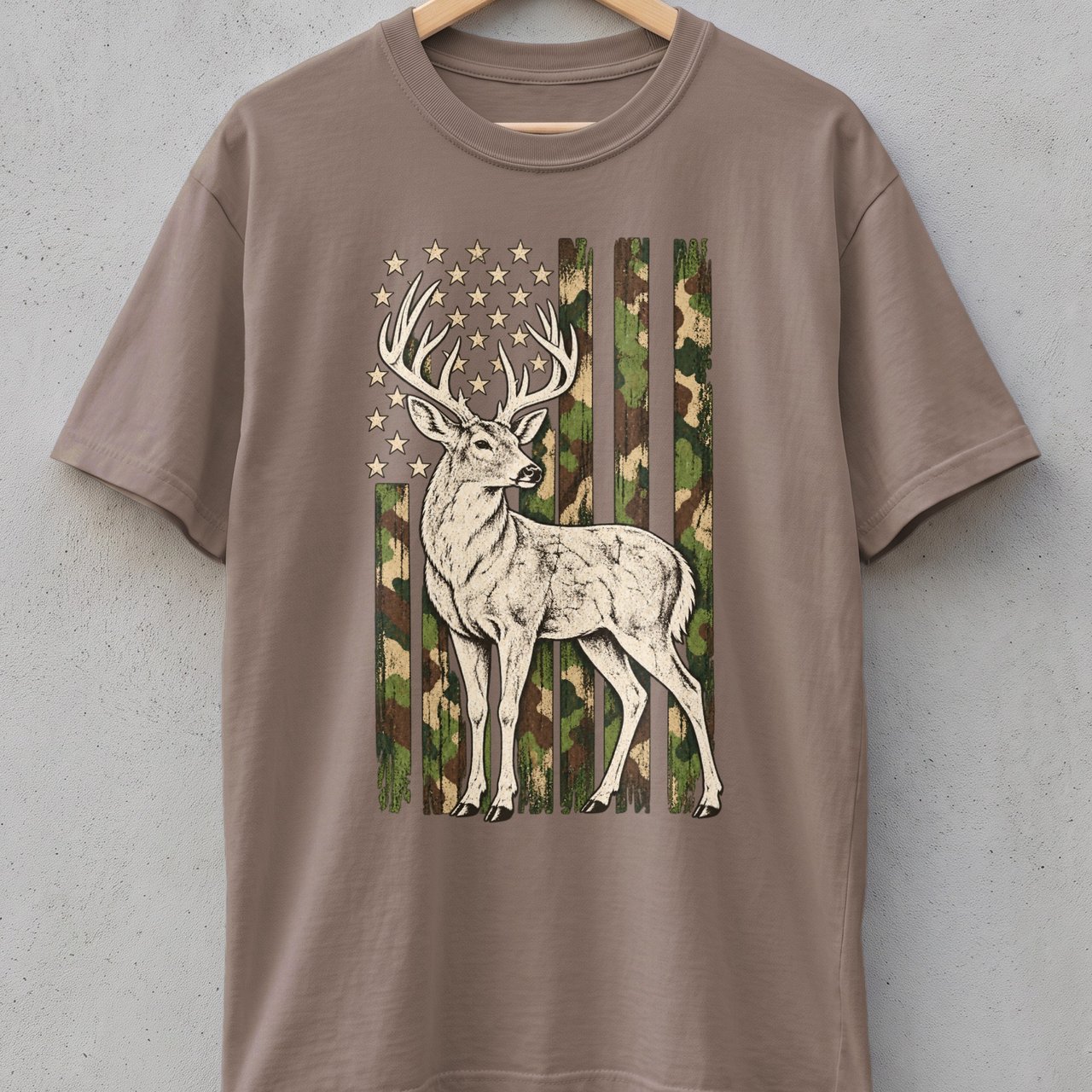 Camo Flag Deer Hunter Tee