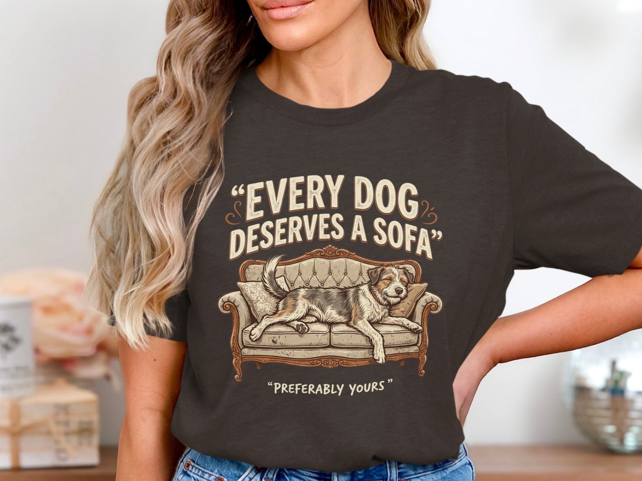 Dog Lover T-Shirt Funny Dog Mom Gift, Every Dog Deserves A Sofa Vintage Pet Owner Tee, Humorous Animal Rescue Shirt