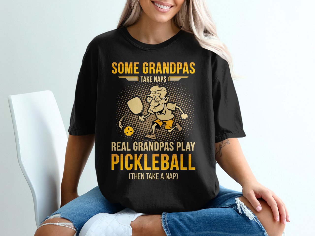 Pickleball Comfort Colors Shirt, Some Grandpas Take Naps Real Grandpas Play Pickleball, Vintage Graphic Tee