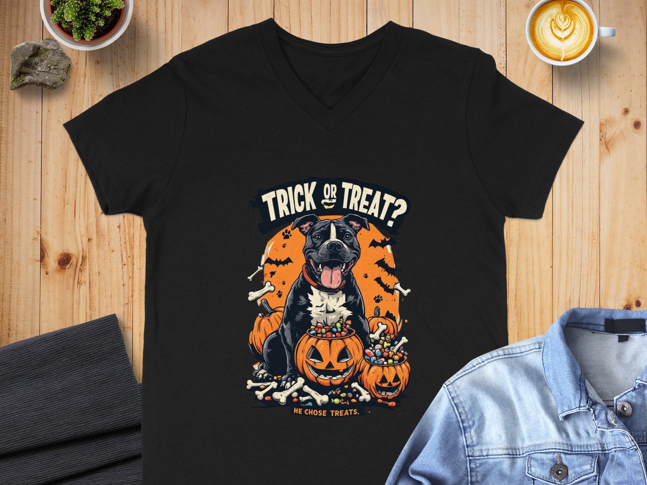 Trick Or Treat Pitbull Halloween Tee | Halloween Pittie Shirt | Pit Bull Mom Gift | Dog Lover Gift
