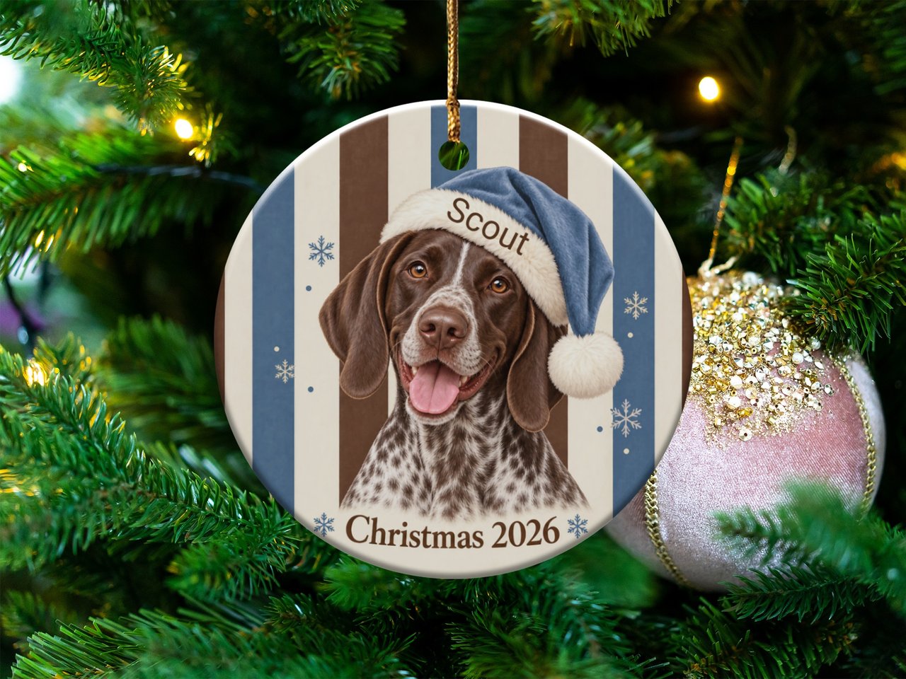 German Shorthaired Pointer Ornament 2026, Cute GSP Dog Christmas Ornament, Brown Roan Hunting Dog Mom Gift, Holiday Pet Keepsake Decor