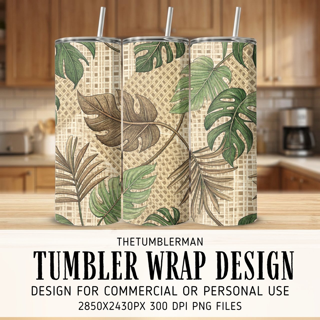 Lush Tropics Rattan Weave Digital Design Size Bundle Png