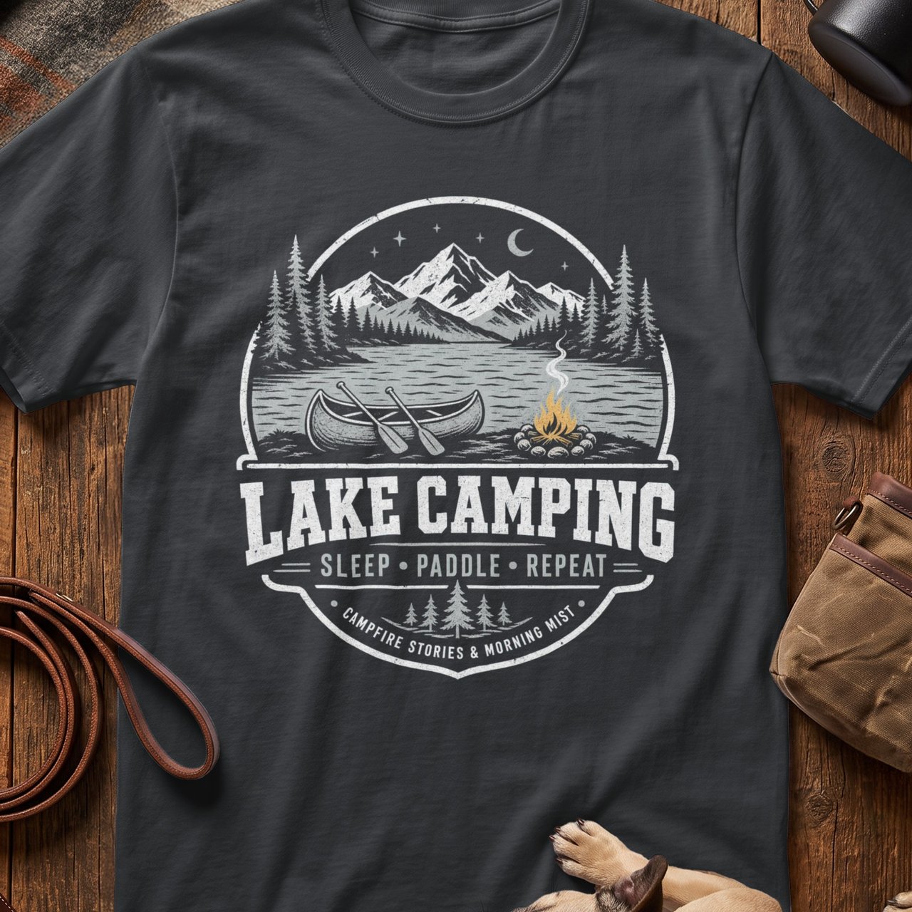 Lake Camping Paddle Repeat Tee