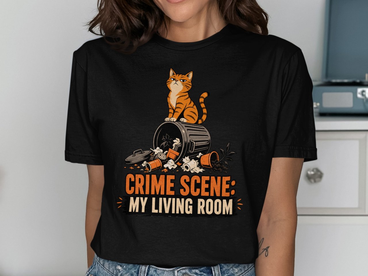 Orange Cat Crime Scene Tee