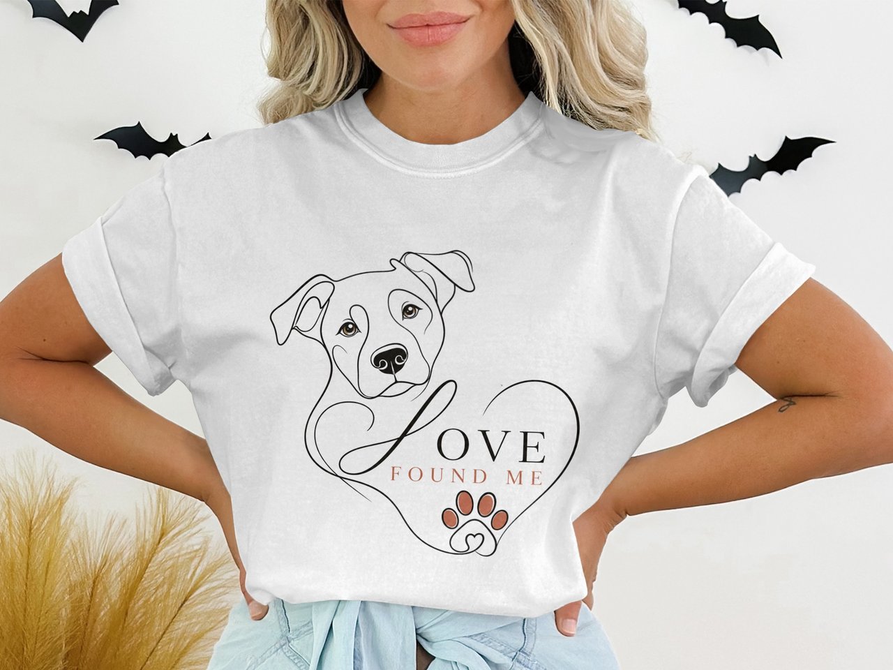 Love Found Me Dog T-Shirt, Minimalist Pit Bull Mama Tee, Rescue Dog Lover Shirt, Adopt Don't Shop Canine Apparel Gift
