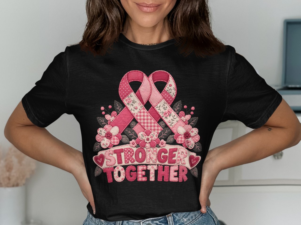 Stronger Together Faux Patchwork Tee