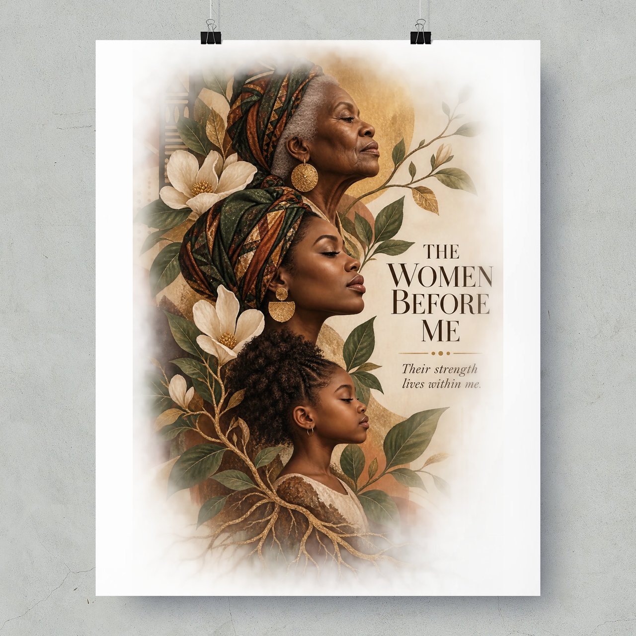 Generational Black Art Poster, The Women Before Me Framed Poster, African American Heritage Wall Art, Black Mother Daughter Gift Decor