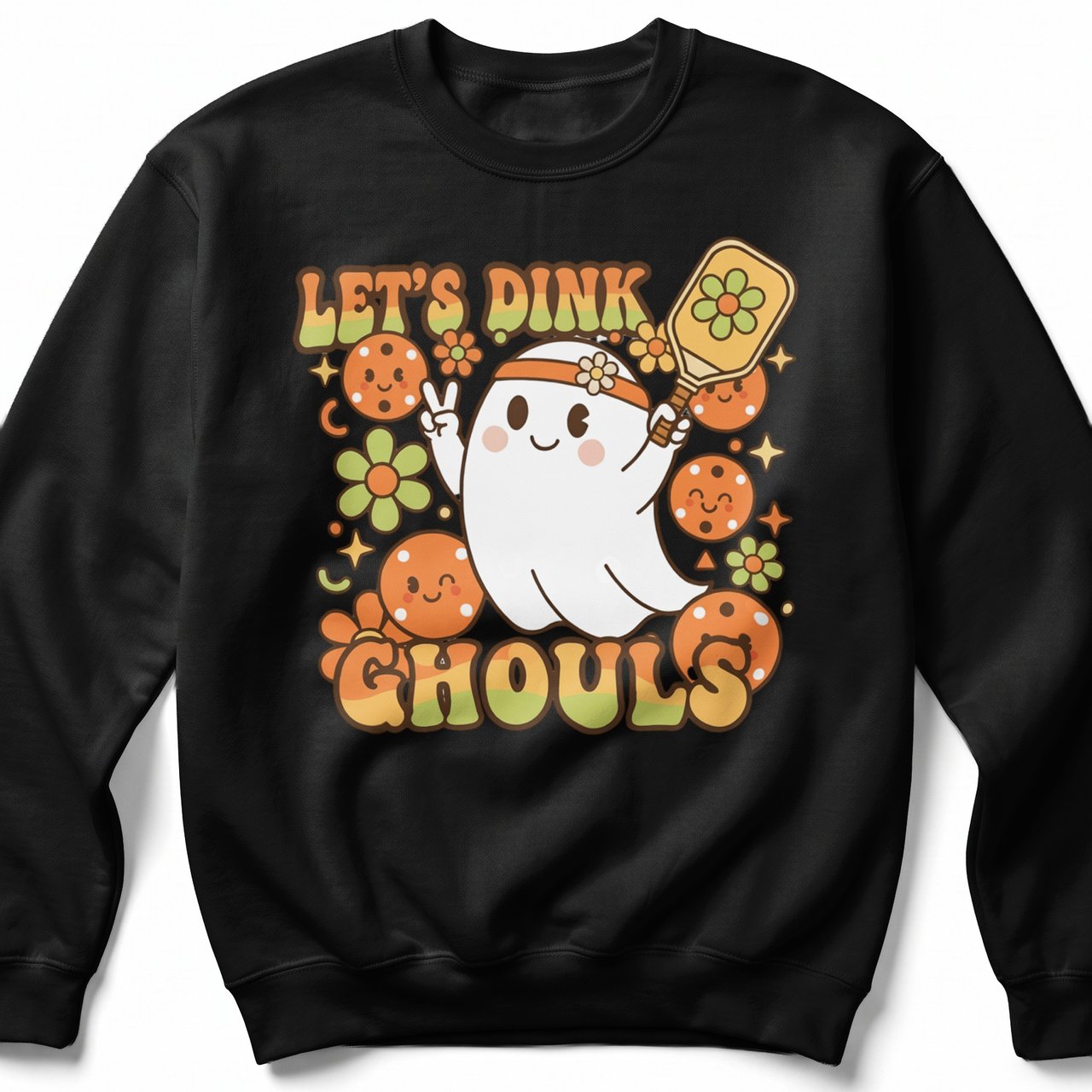 Pickleball Gildan Crewneck Sweatshirt, Let's Dink Ghouls, Court Warm Up