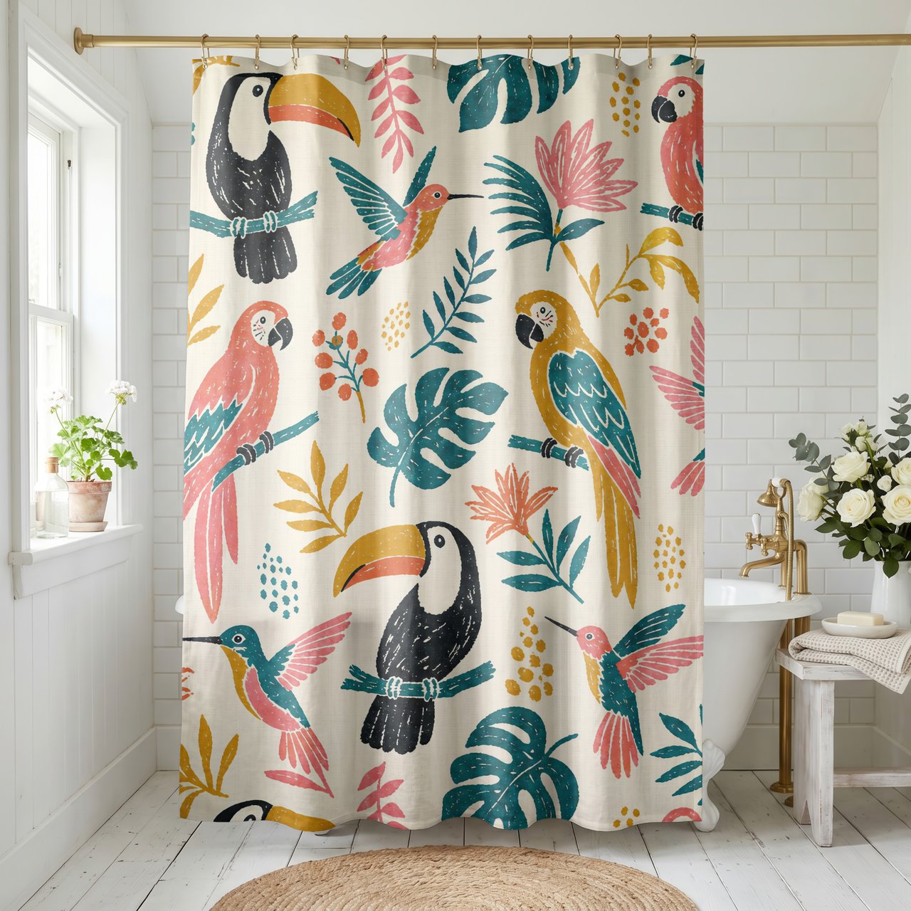 Tropical Canopy Bird Shower Curtain