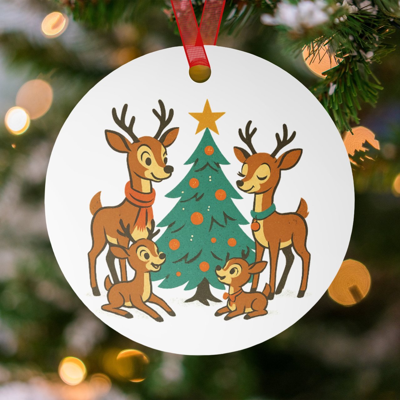 Vintage Reindeer Family Ornament
