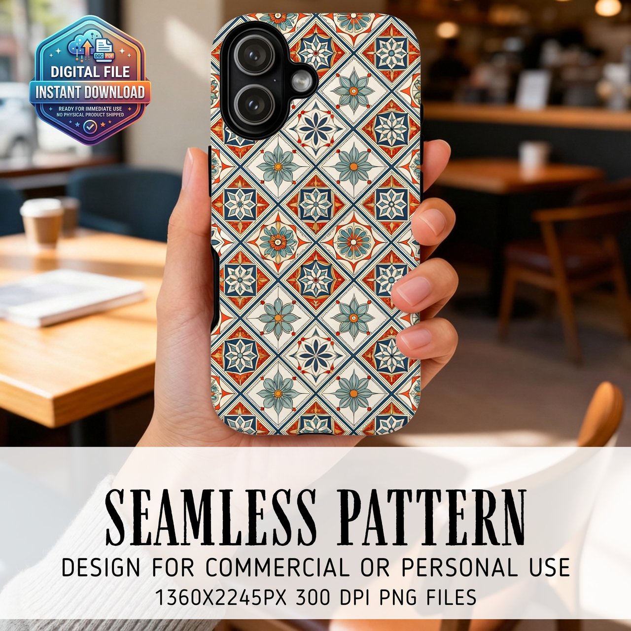 Vintage Floral Tile Digital Design