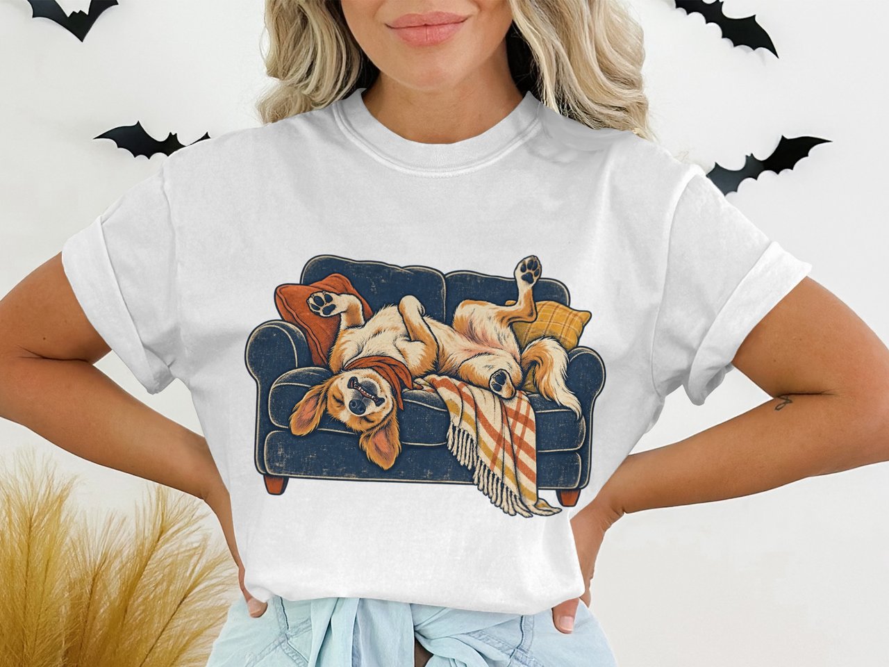 Lazy Golden Retriever Couch Tee