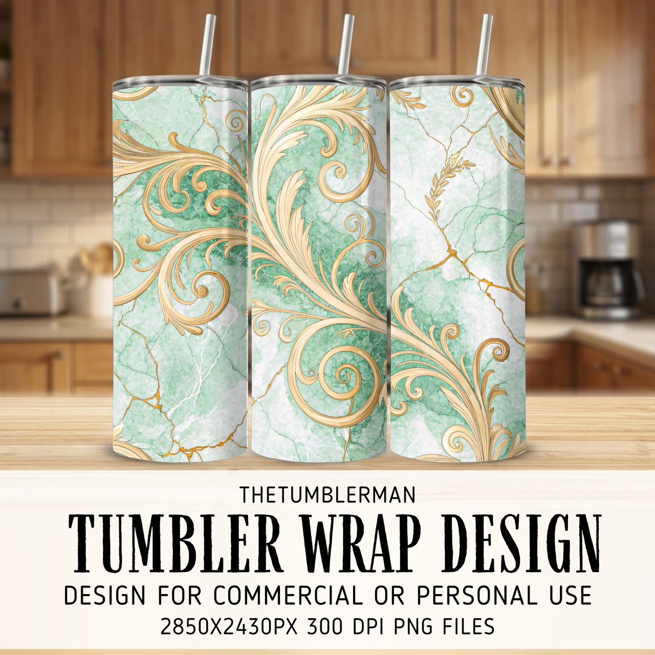 20 oz Tumbler Wrap, Green Marble Gold, Sublimation Design, Straight and Tapered Wrap png, Digital Download, Tumbler Design